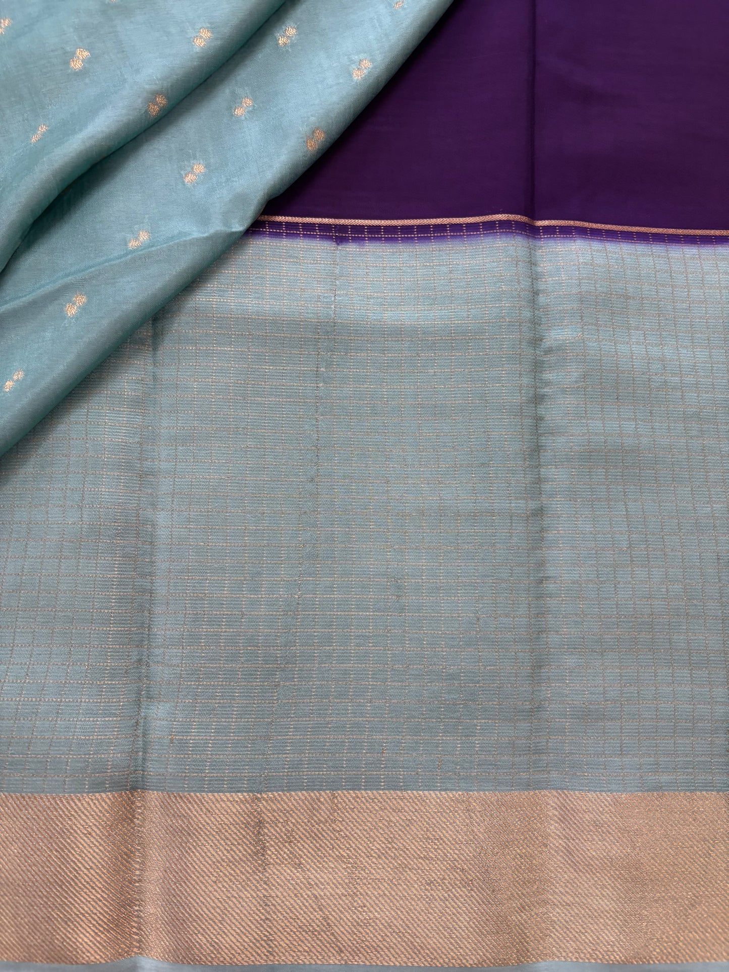 Blue with purple Viscose crepe silk saree