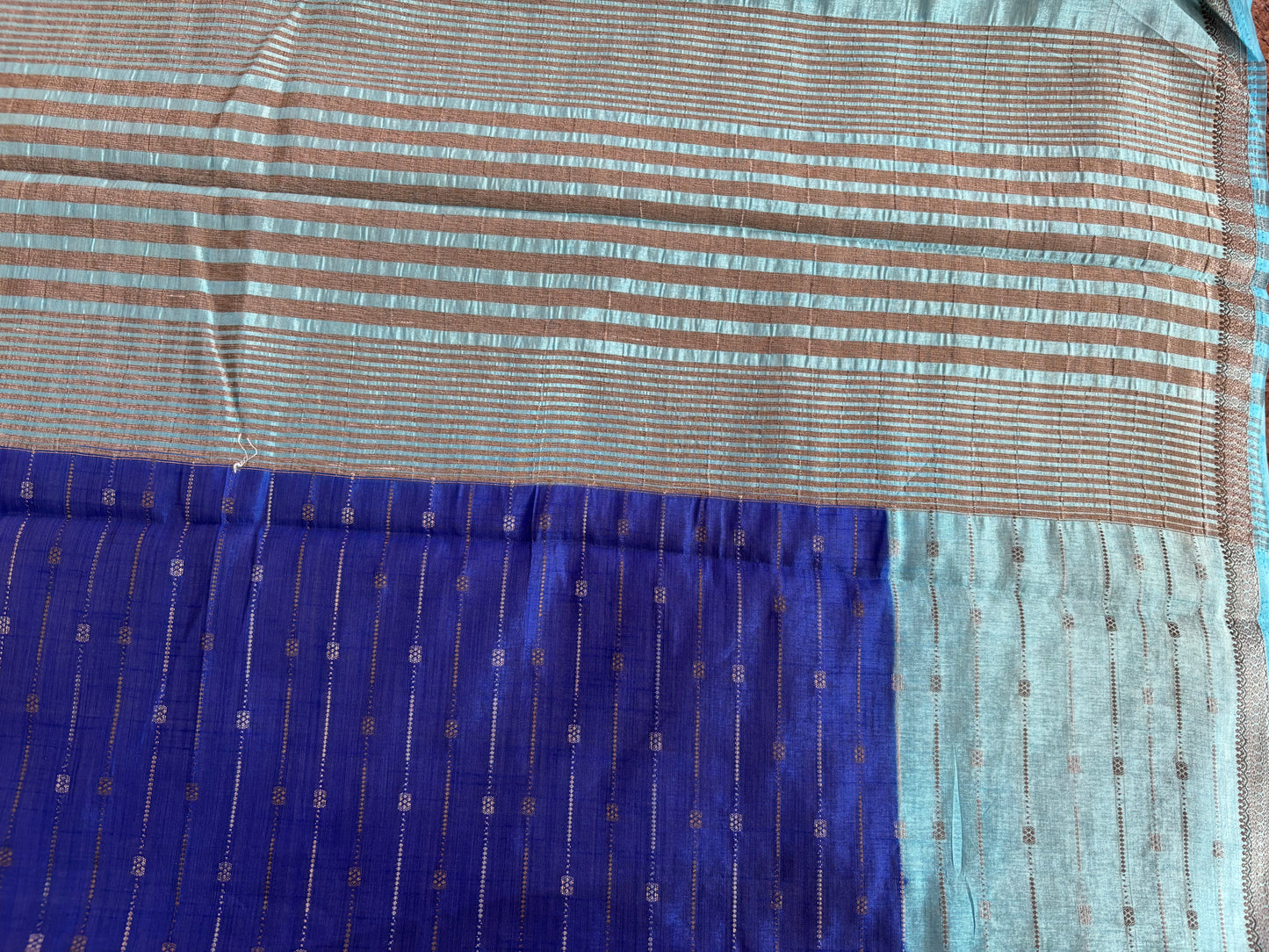 Royal blue Semi tussar silk saree