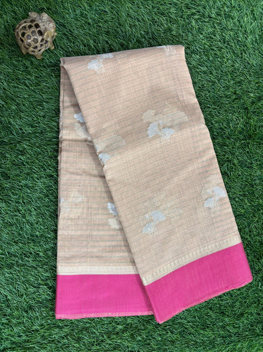 Beige Soft Kora Banarasi with satin border