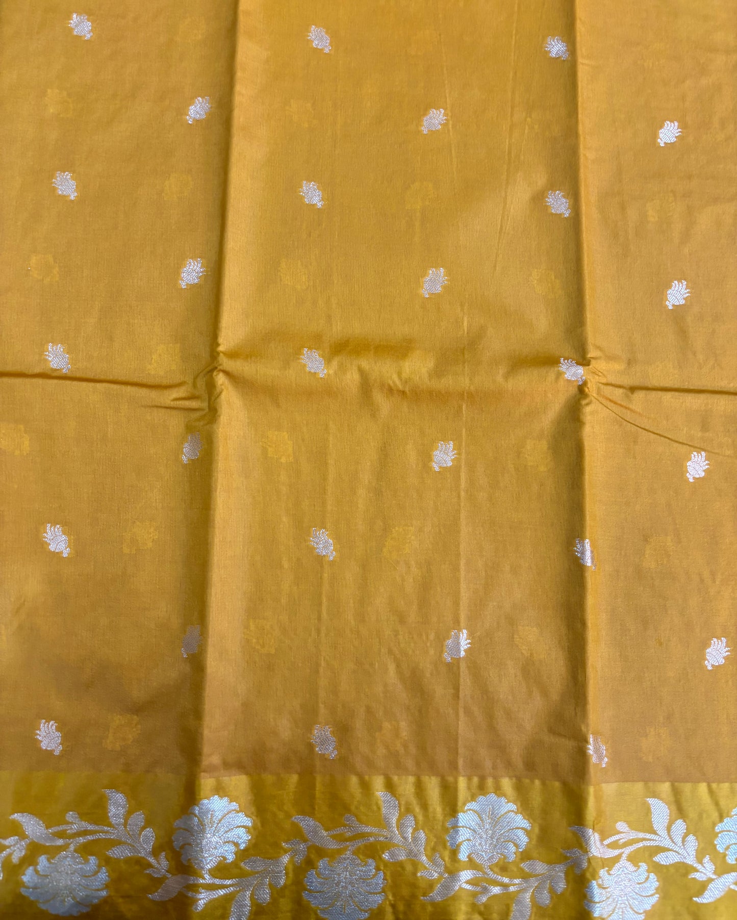 Mustard yellow Semi raw mango silk saree