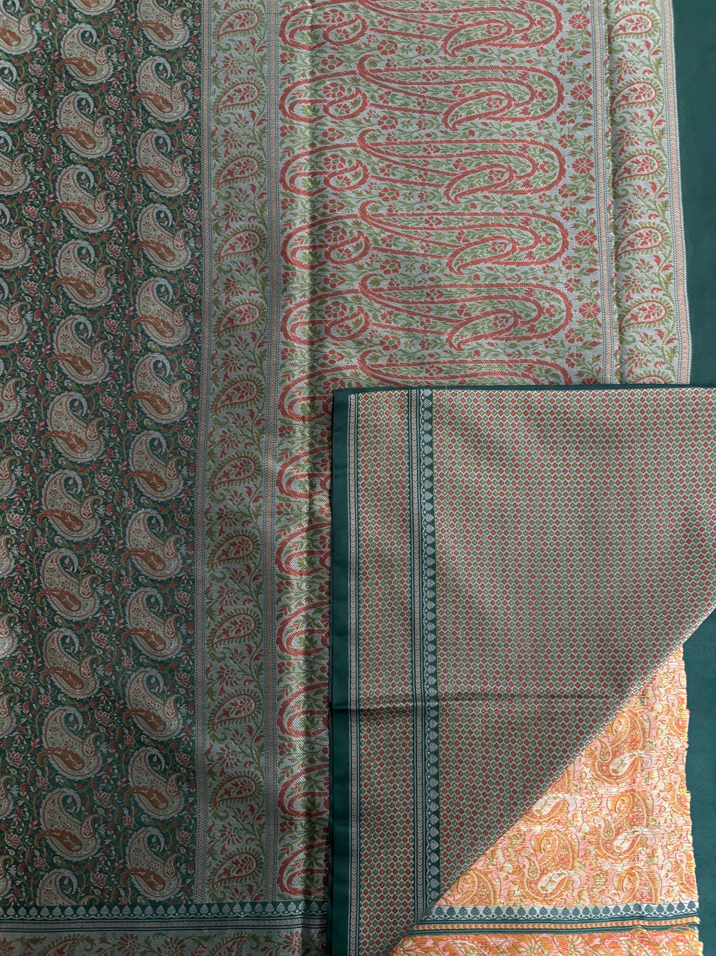 Bottle green Pashmina silk saree