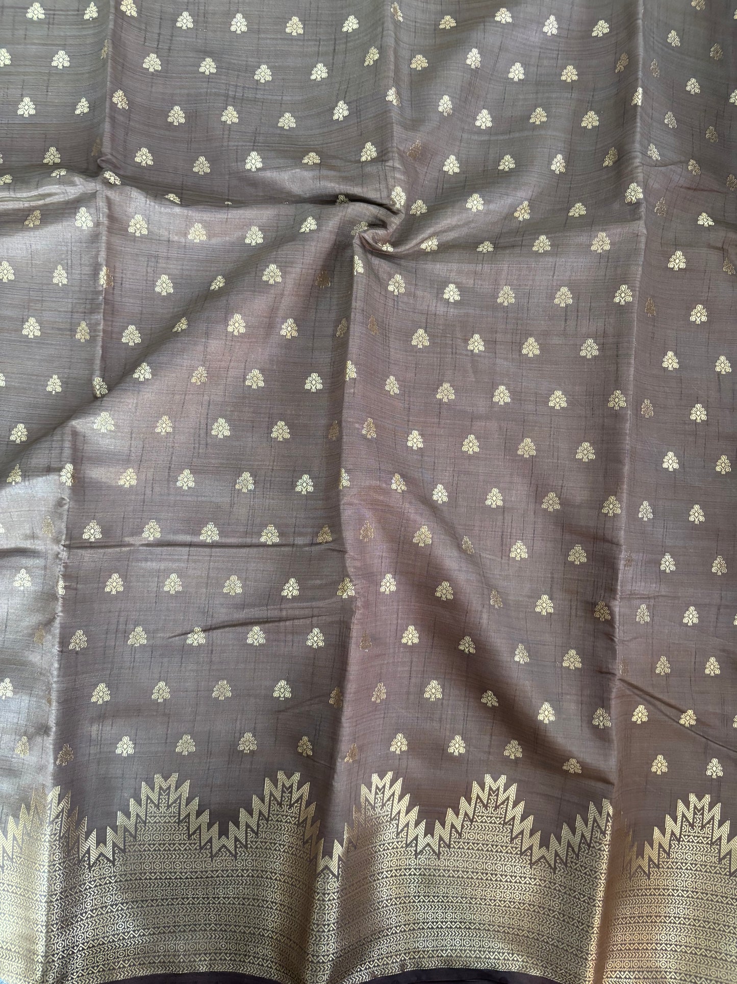 Light brown tussar silk saree