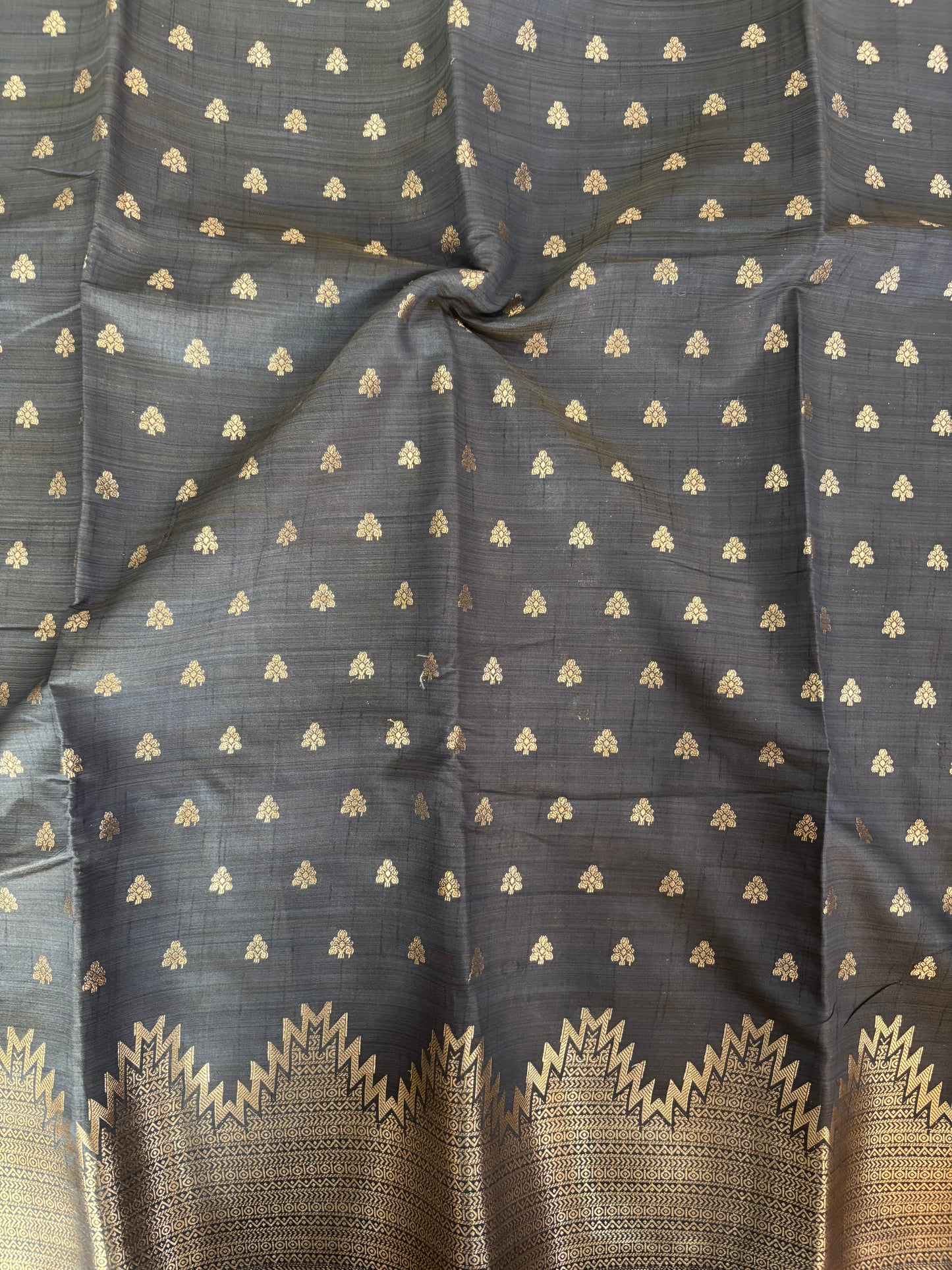 Elephant grey semi tussar silk saree