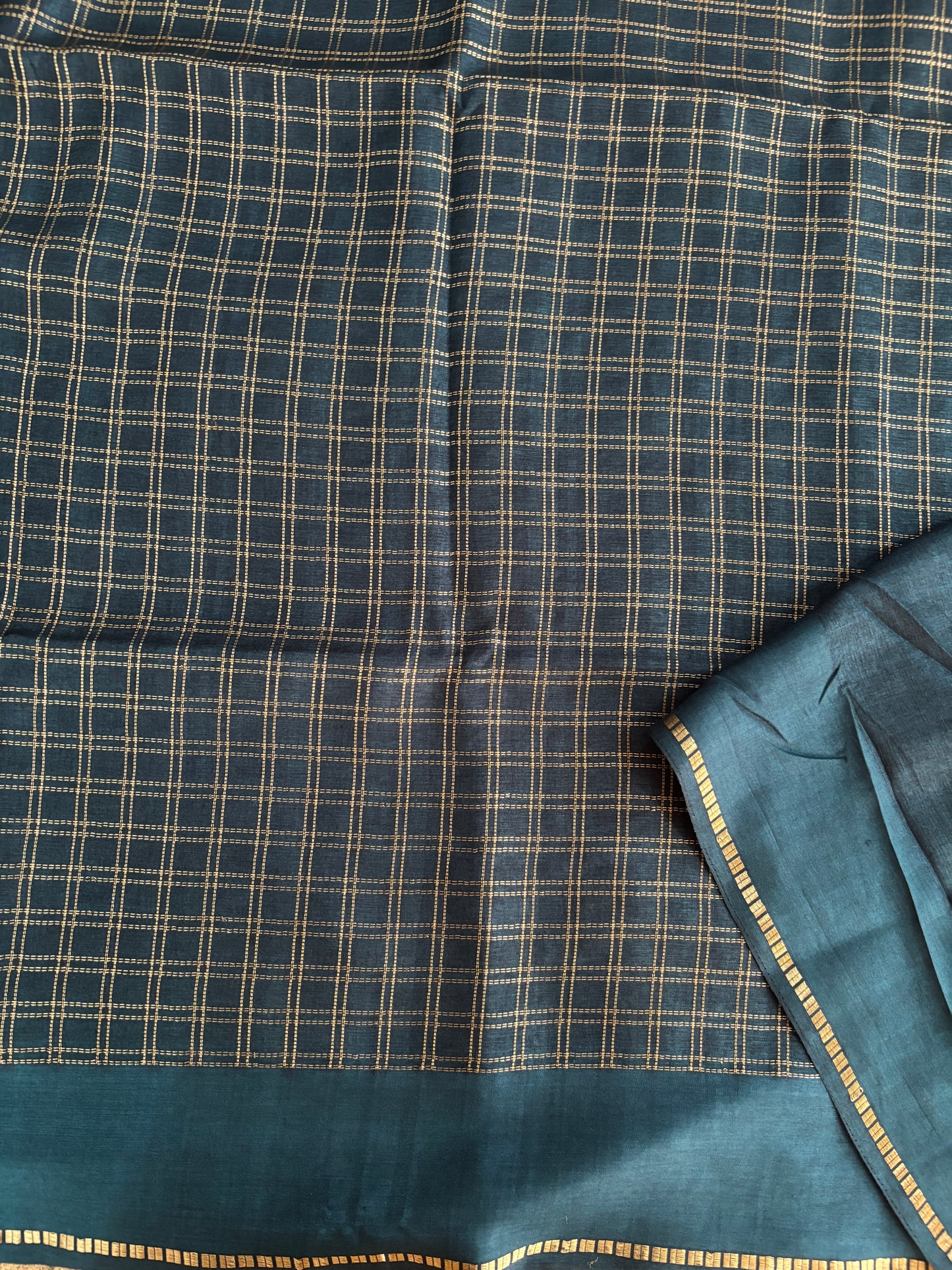 Copper sulphate blue soft tussar silk saree