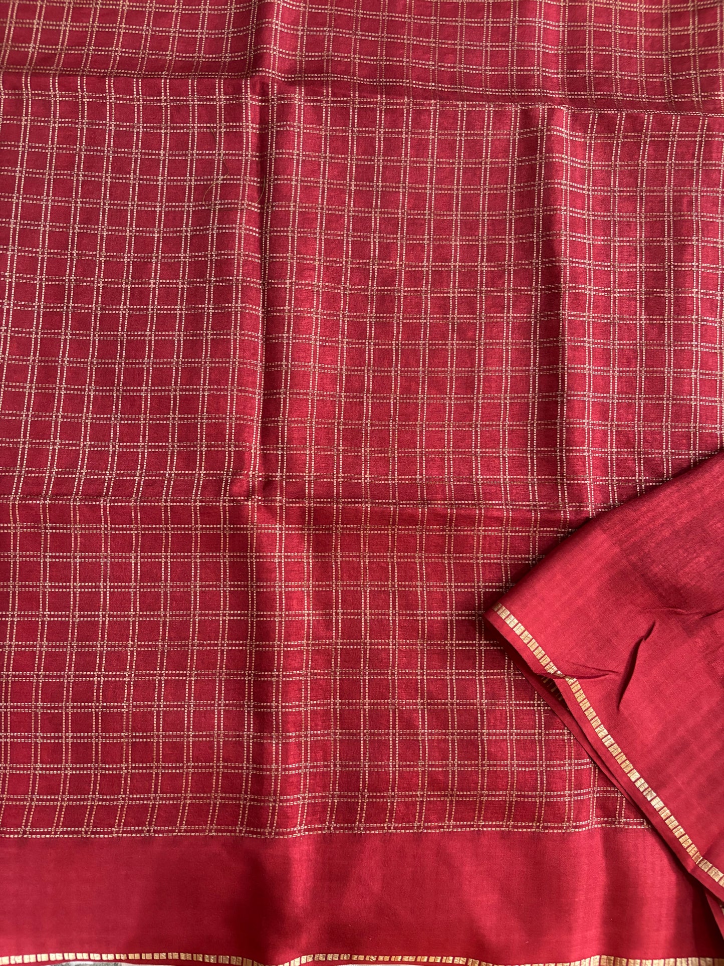 Maroon soft tussar silk saree