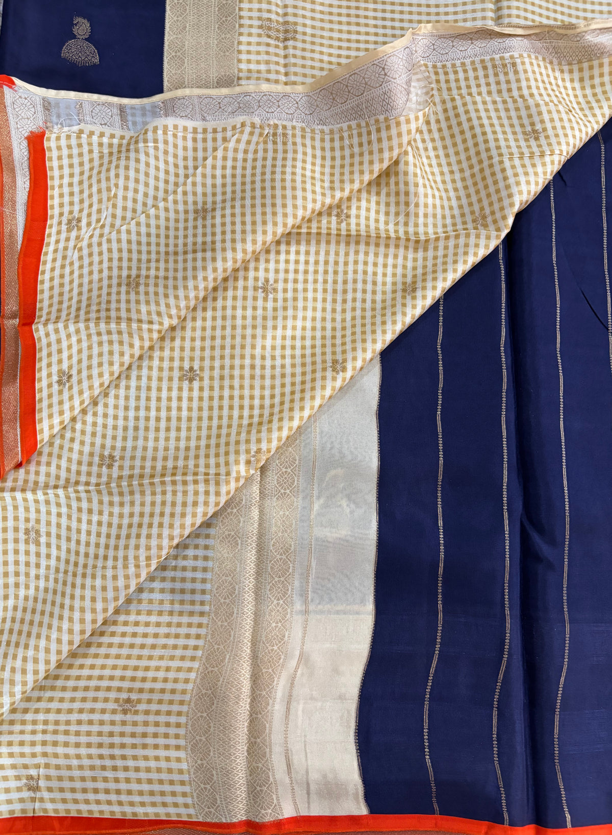 Navy blue dola crepe saree