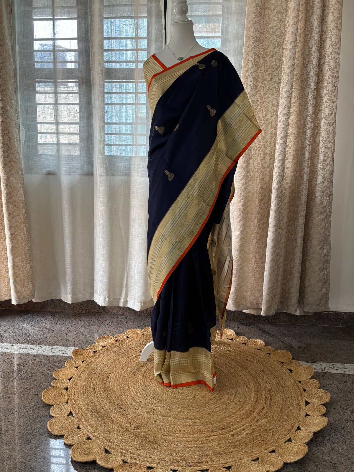 Olive green dola crepe silk saree
