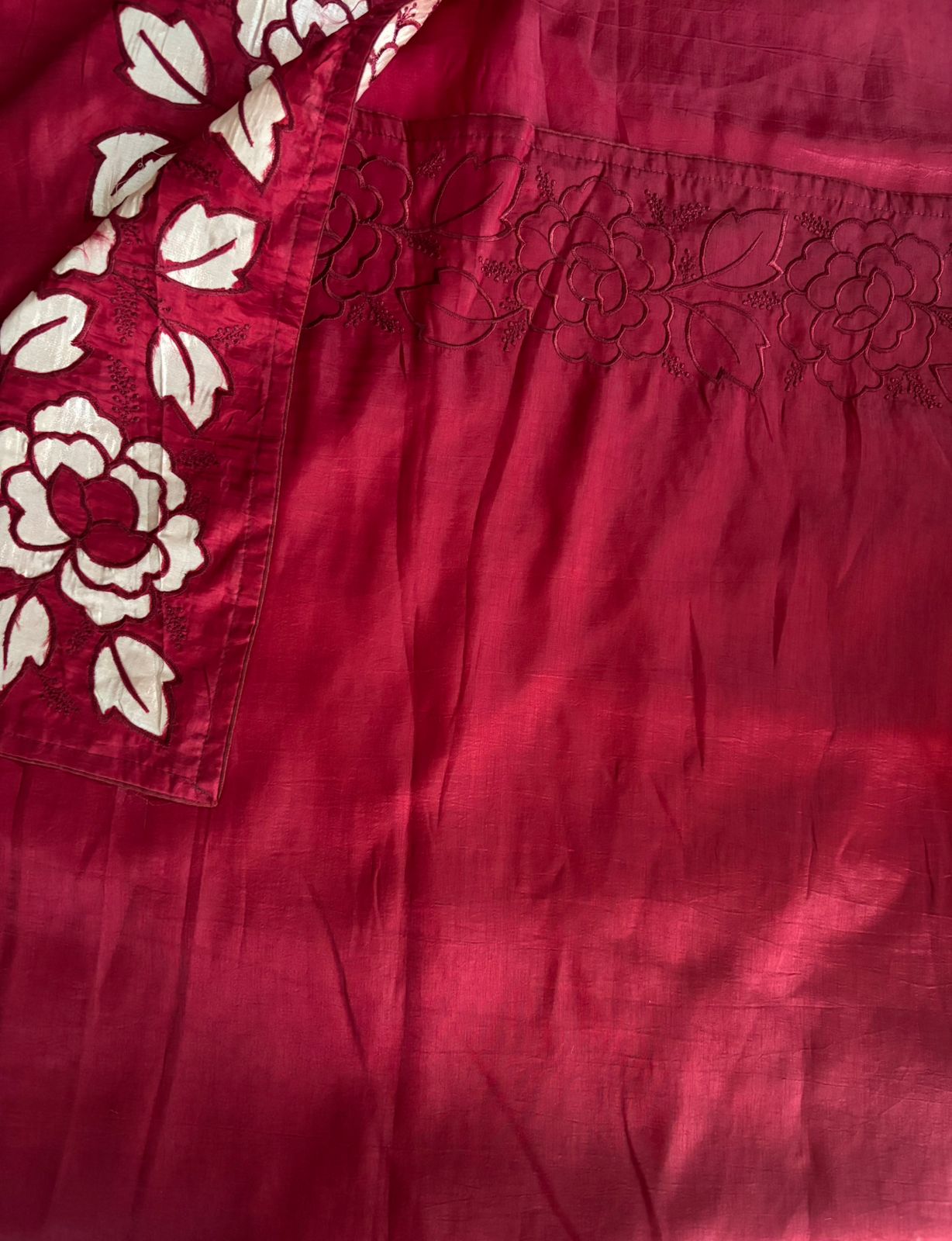 Maroon raw silk saree