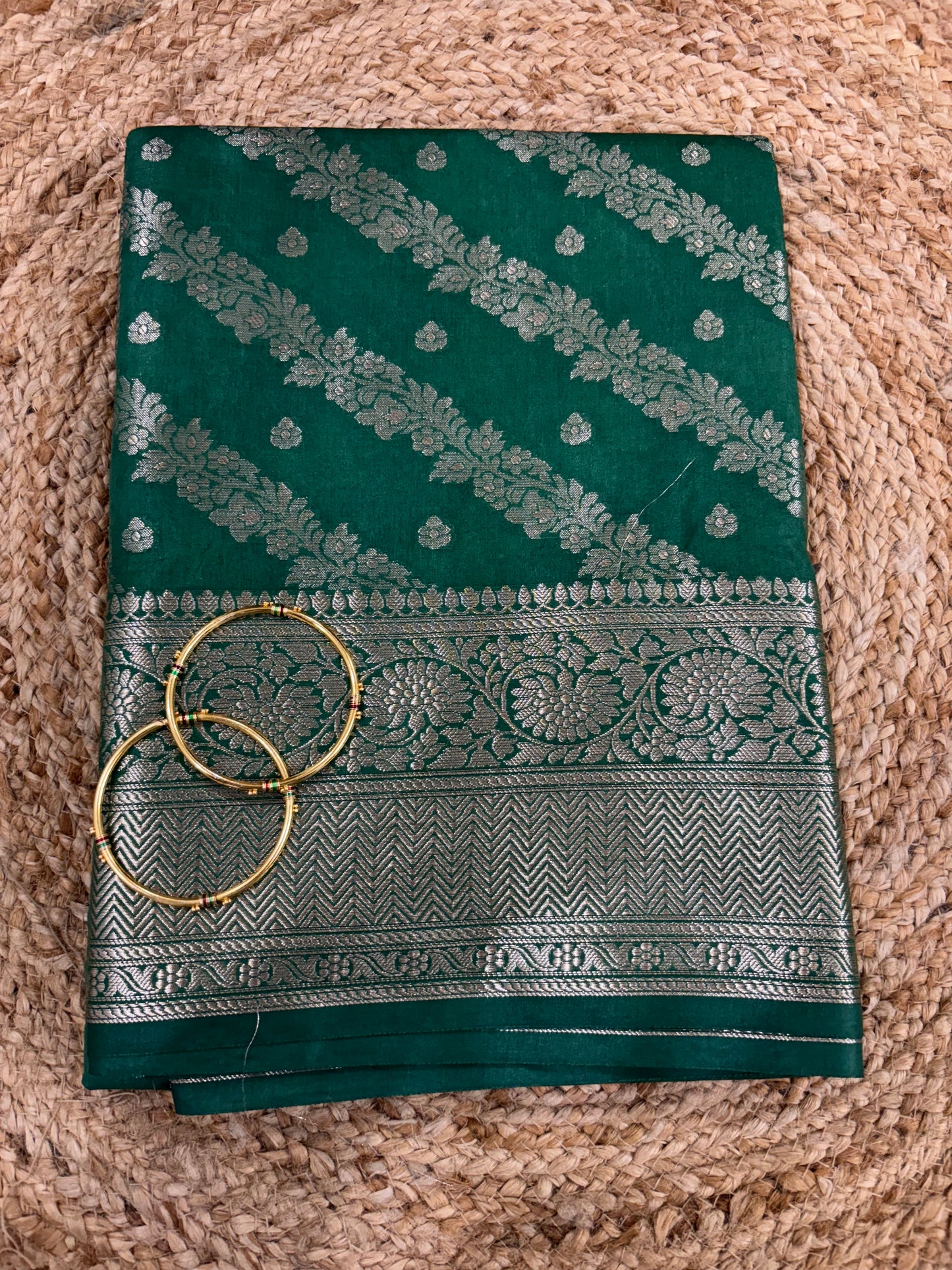 Raw mango silk saree green