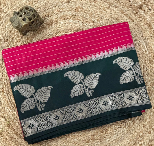 Semi muga silk saree pink