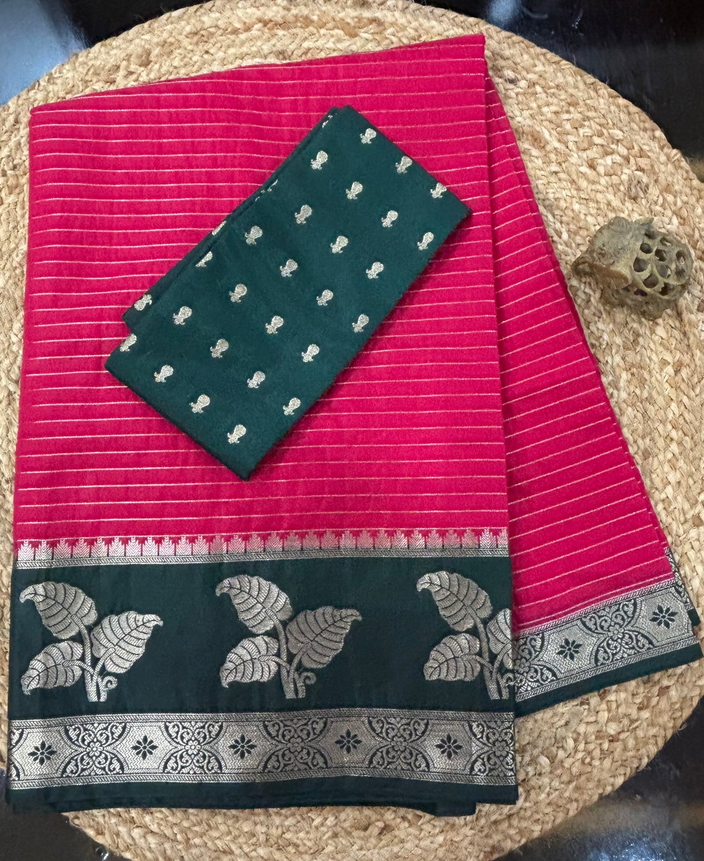 Semi muga silk saree pink