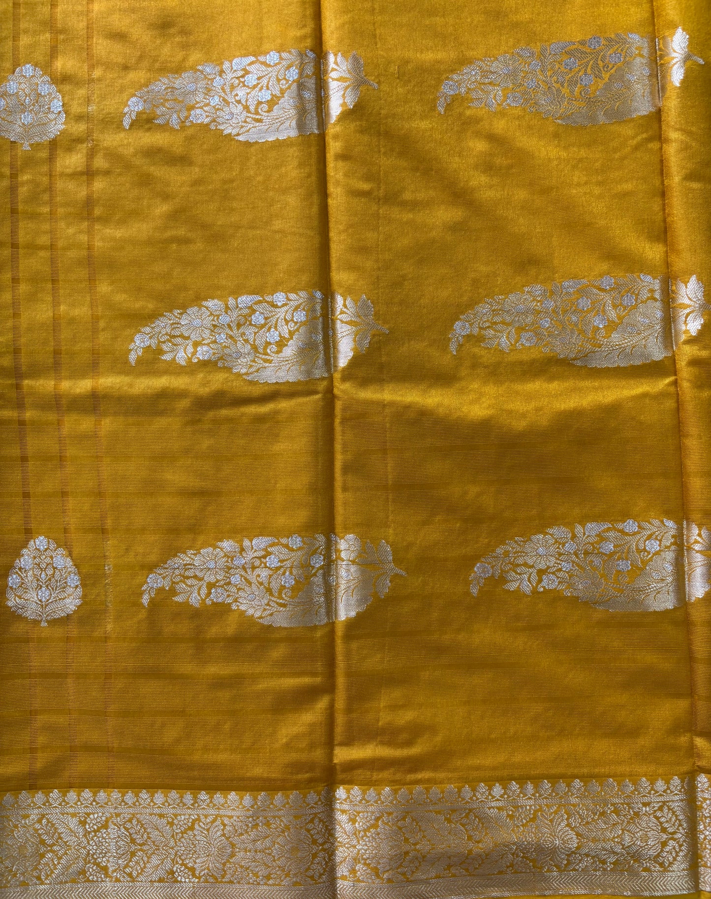 Mustard yellow Chinnon checks saree