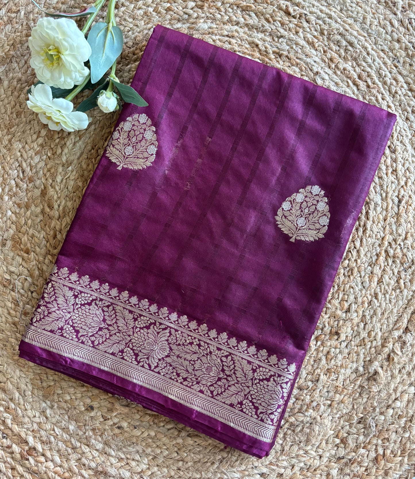 Purple Chinnon checks saree