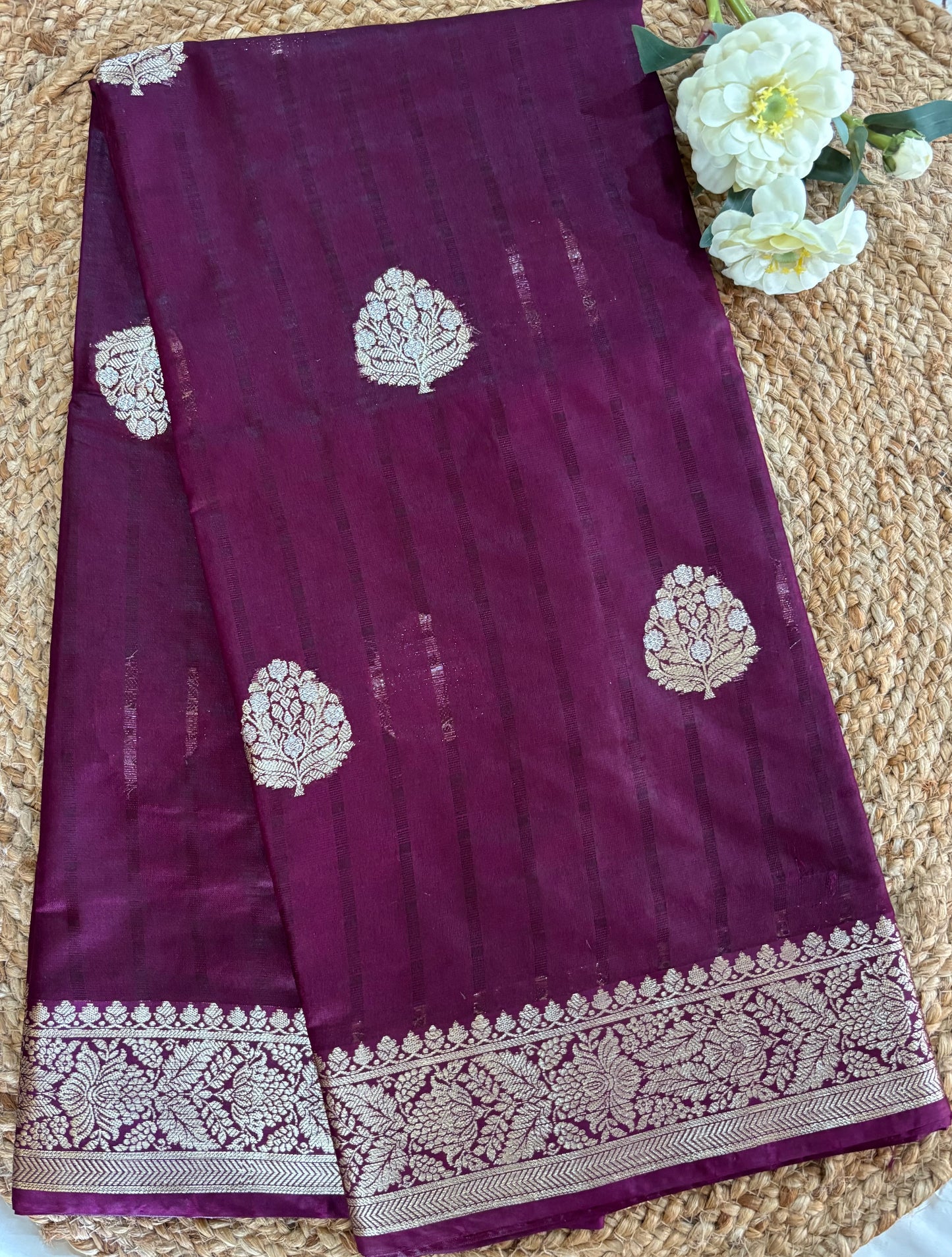 Purple Chinnon checks saree