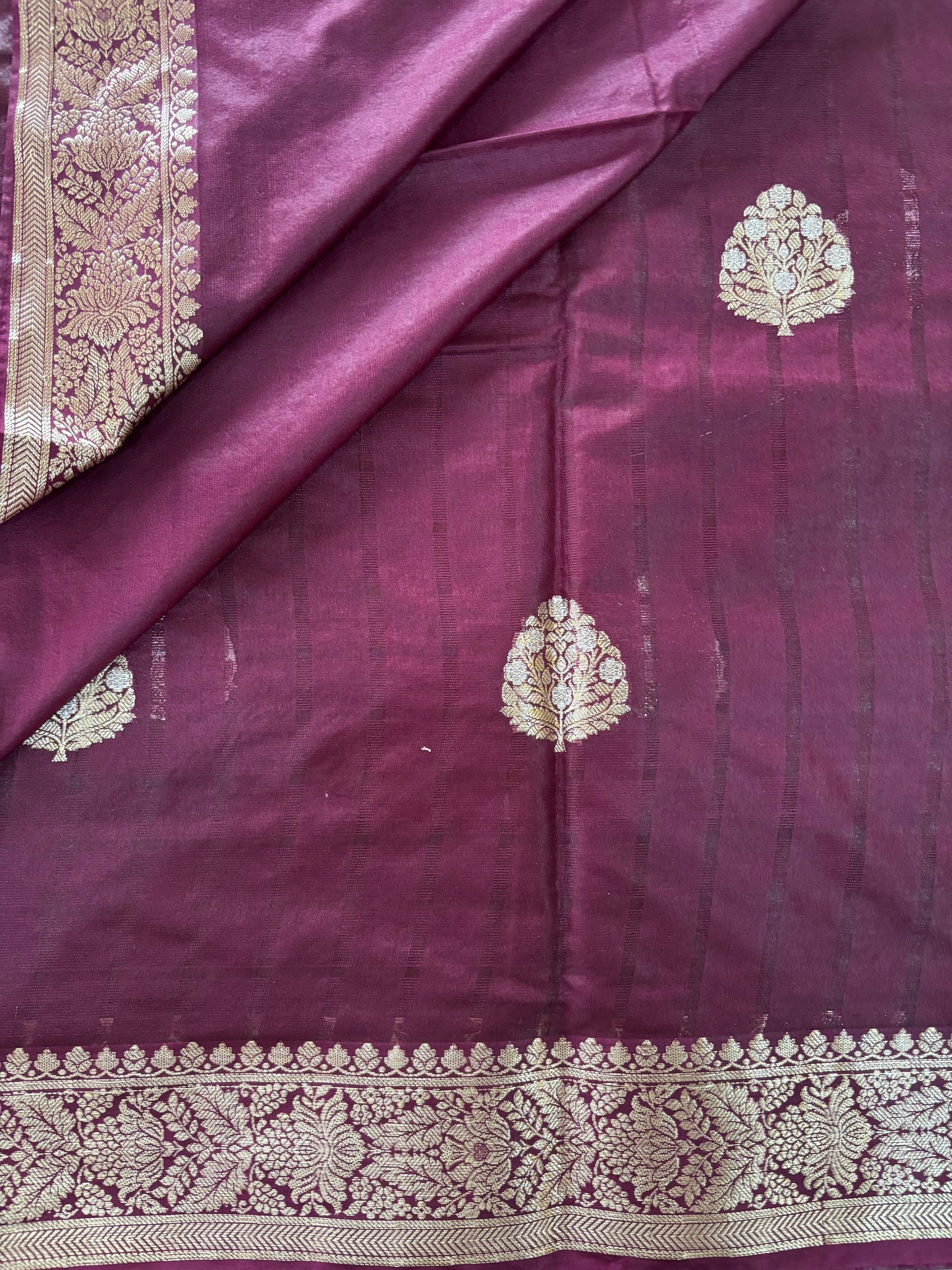 Purple Chinnon checks saree