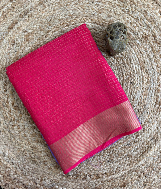 Pink with lavender Viscose crepe sarees