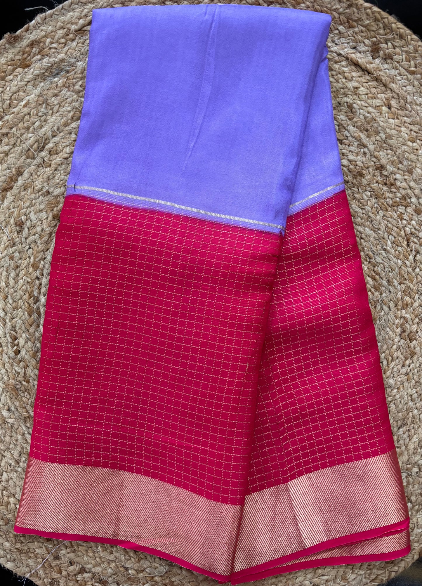 Pink with lavender Viscose crepe sarees