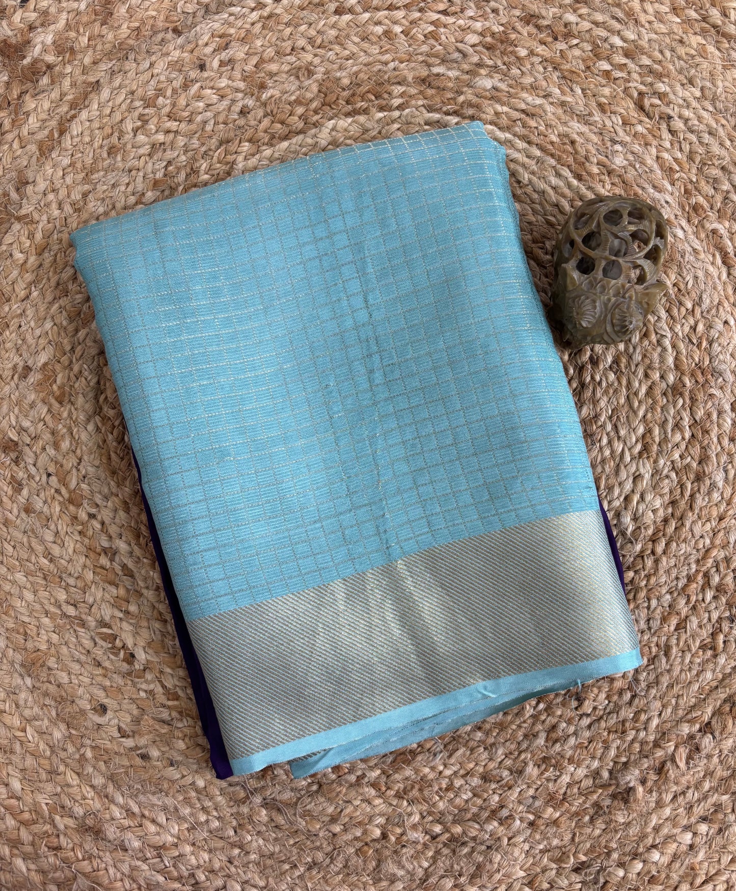 Blue  with purple Viscose crepe silk saree