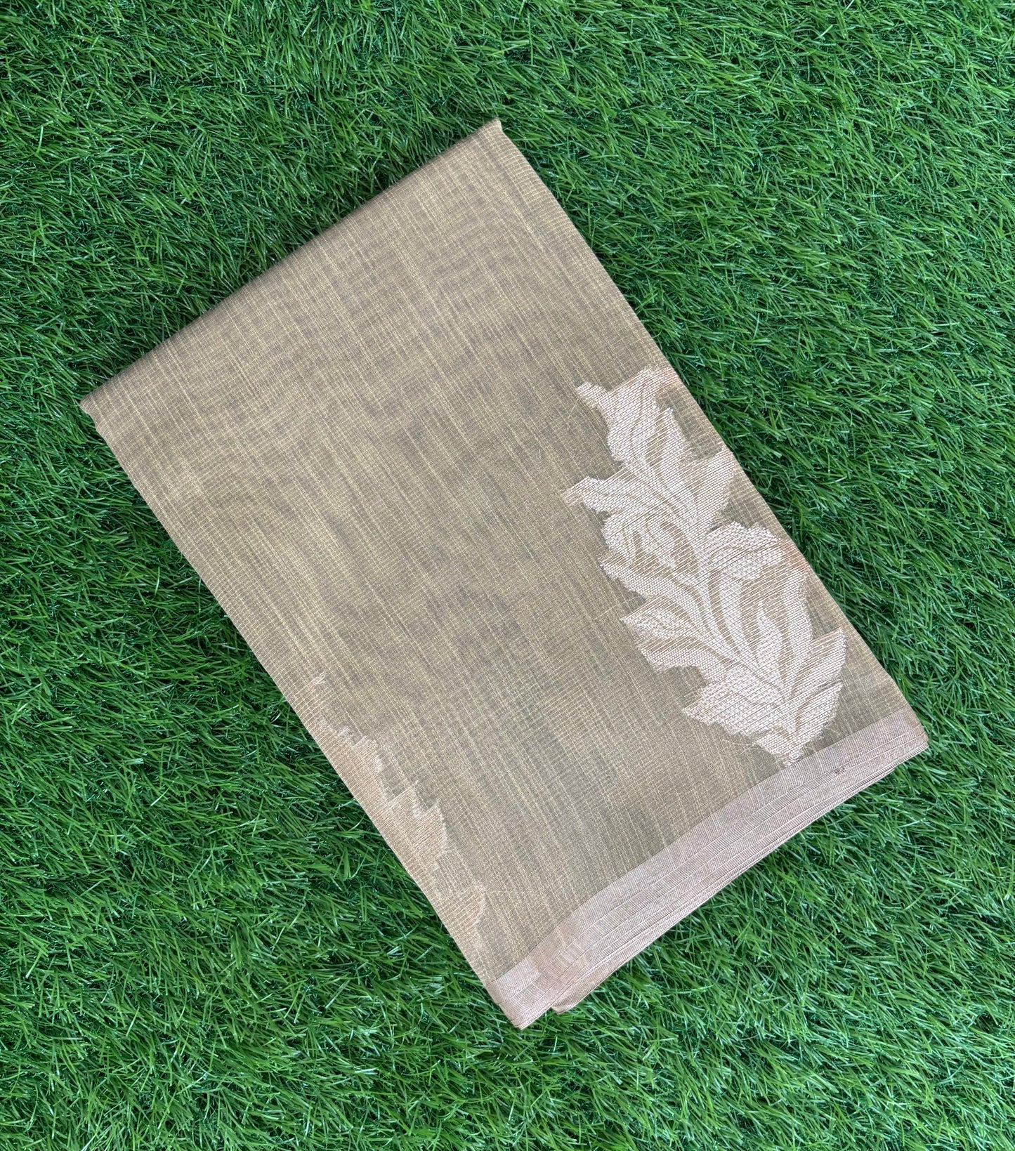 beige paper silk  saree