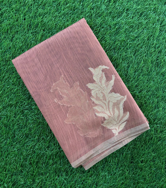 Paper silk saree Rust coior