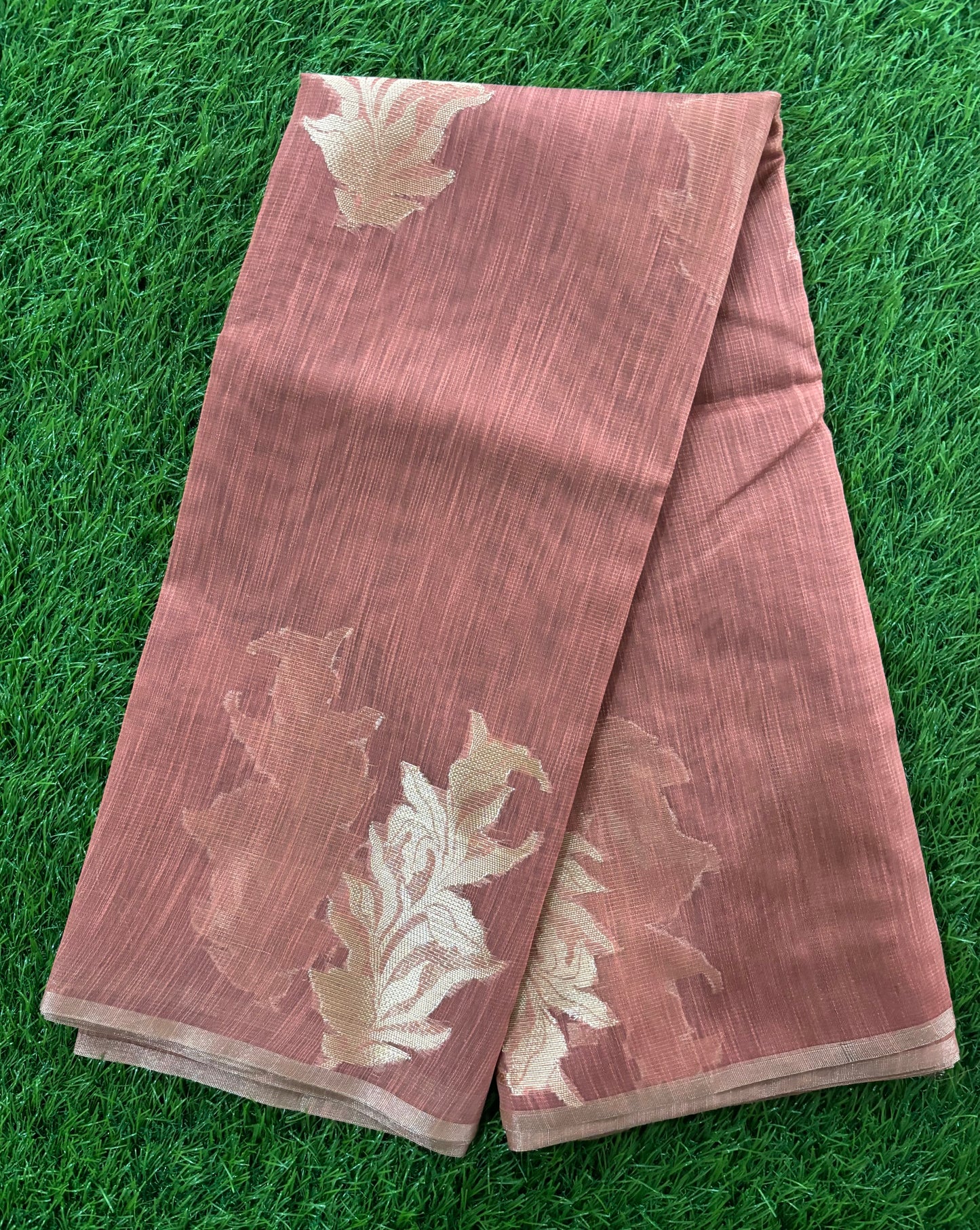 Paper silk saree Rust coior