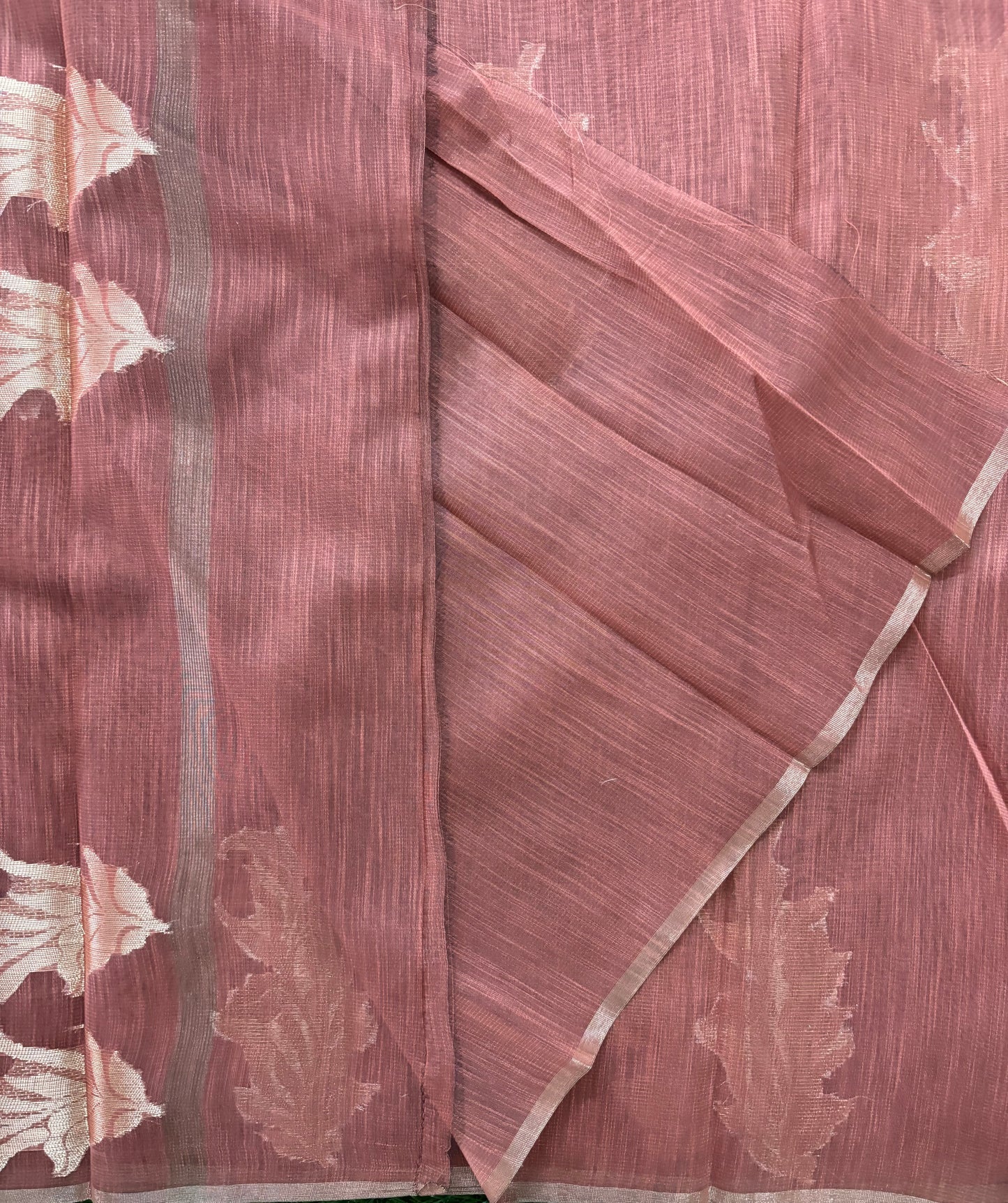 Paper silk saree Rust coior