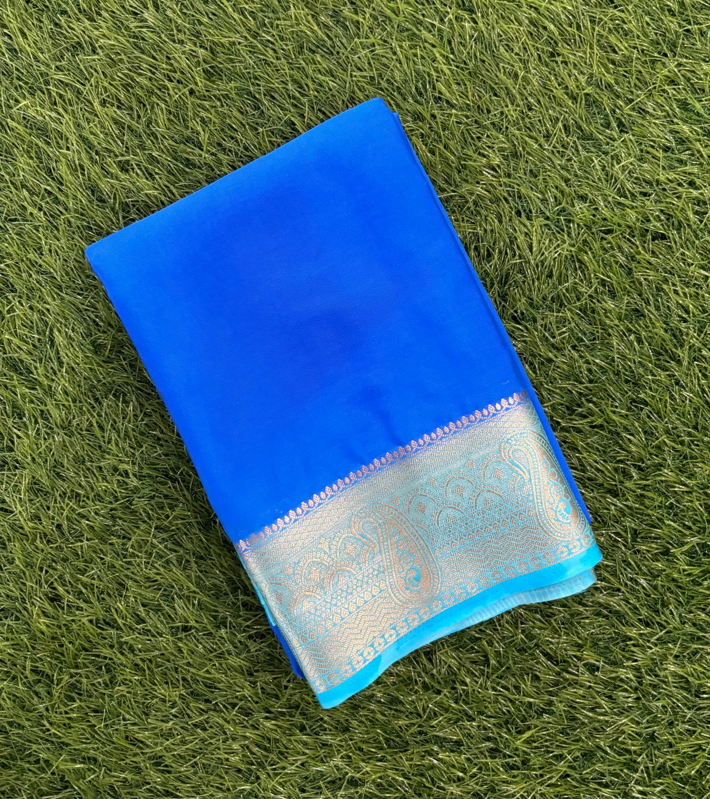 Royal blue Semi Mysore crepe