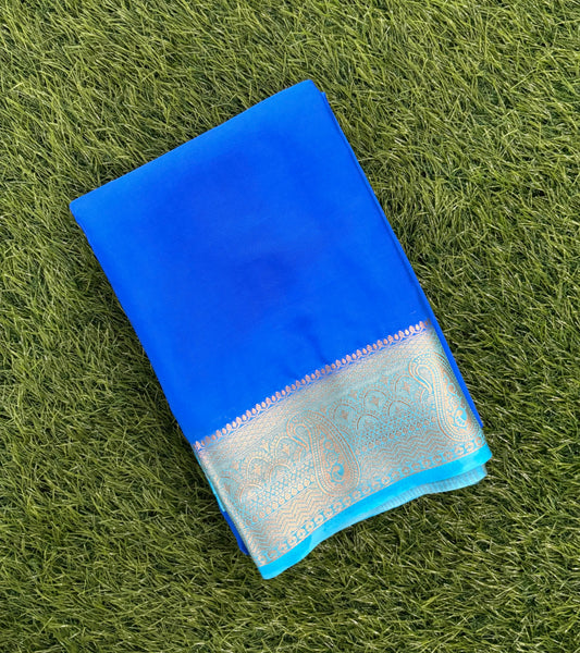 Royal blue Semi Mysore crepe