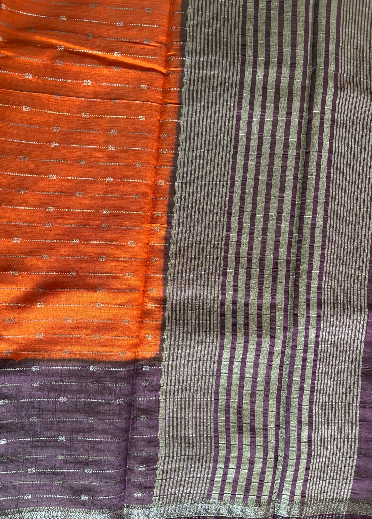 Orange Semi tussar silk sarees