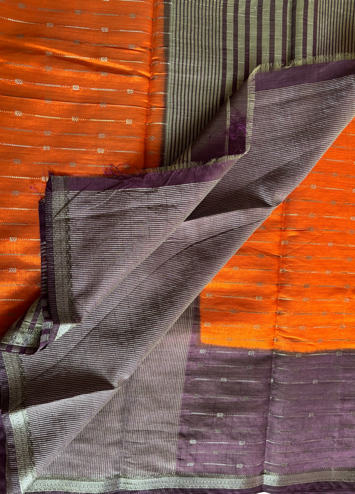 Orange Semi tussar silk sarees