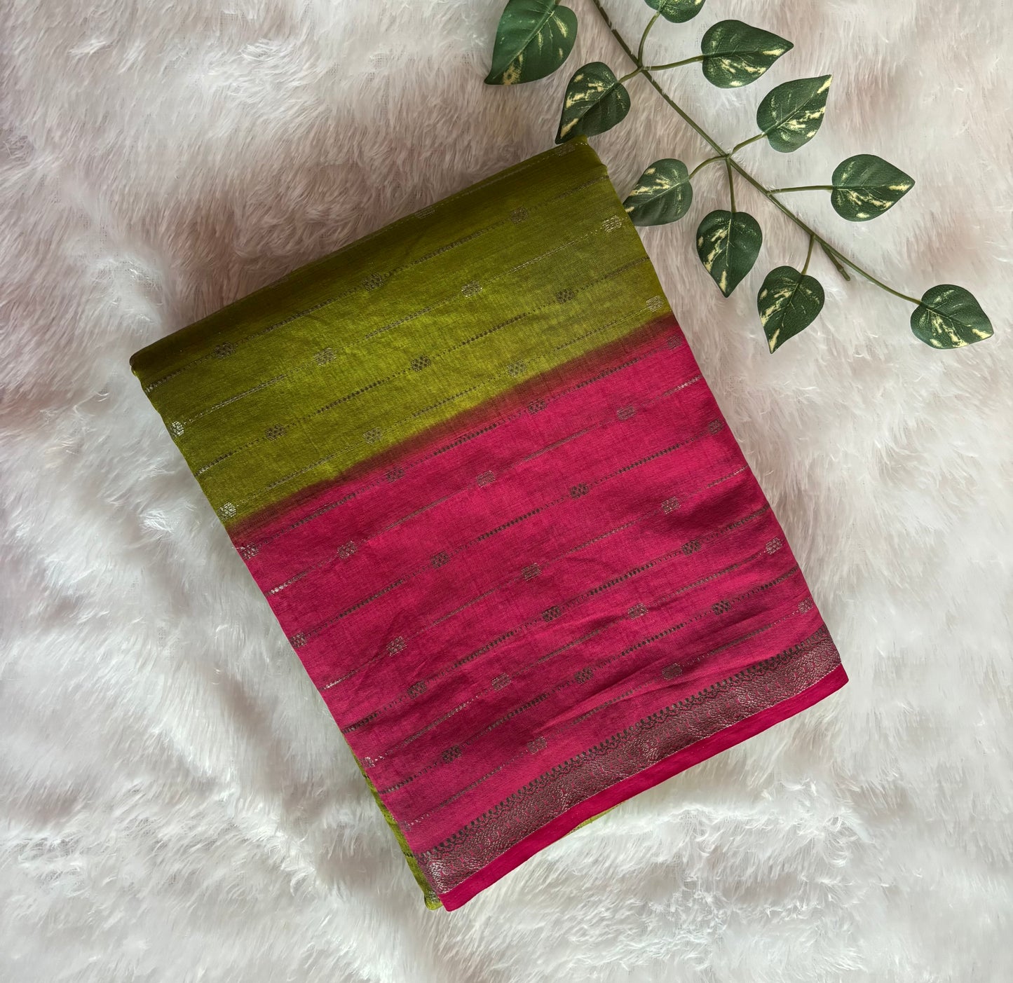 Parrot green Semi tussar silk saree