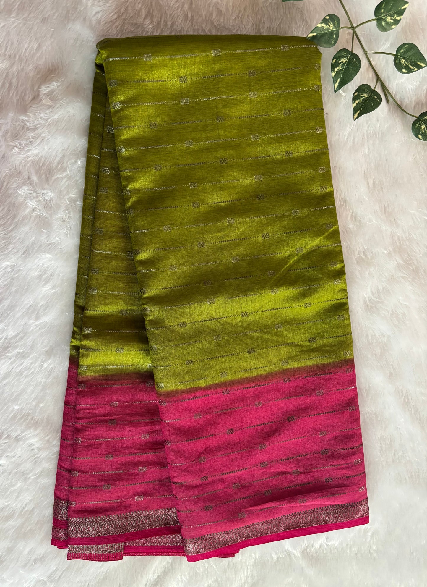 Parrot green Semi tussar silk saree