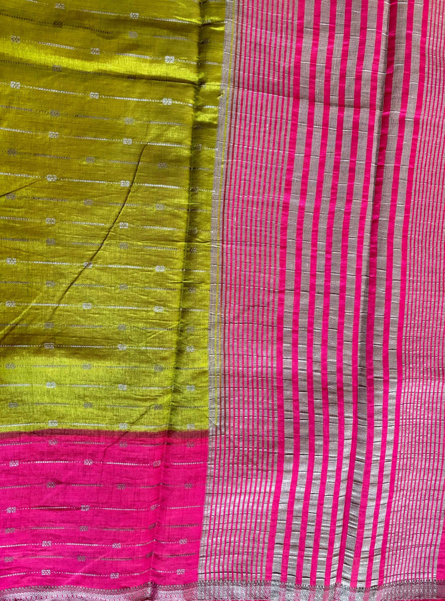 Parrot green Semi tussar silk saree