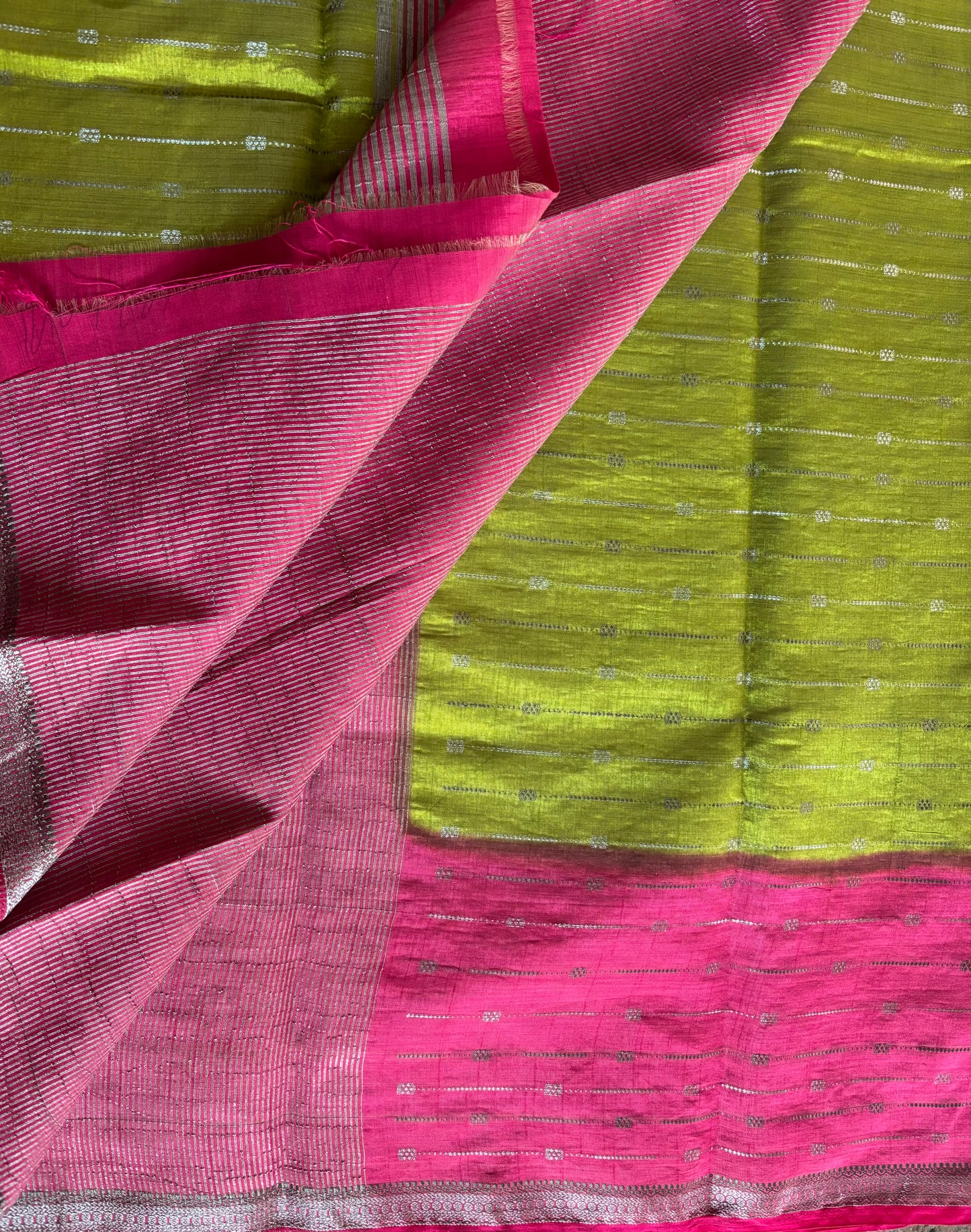 Parrot green Semi tussar silk saree