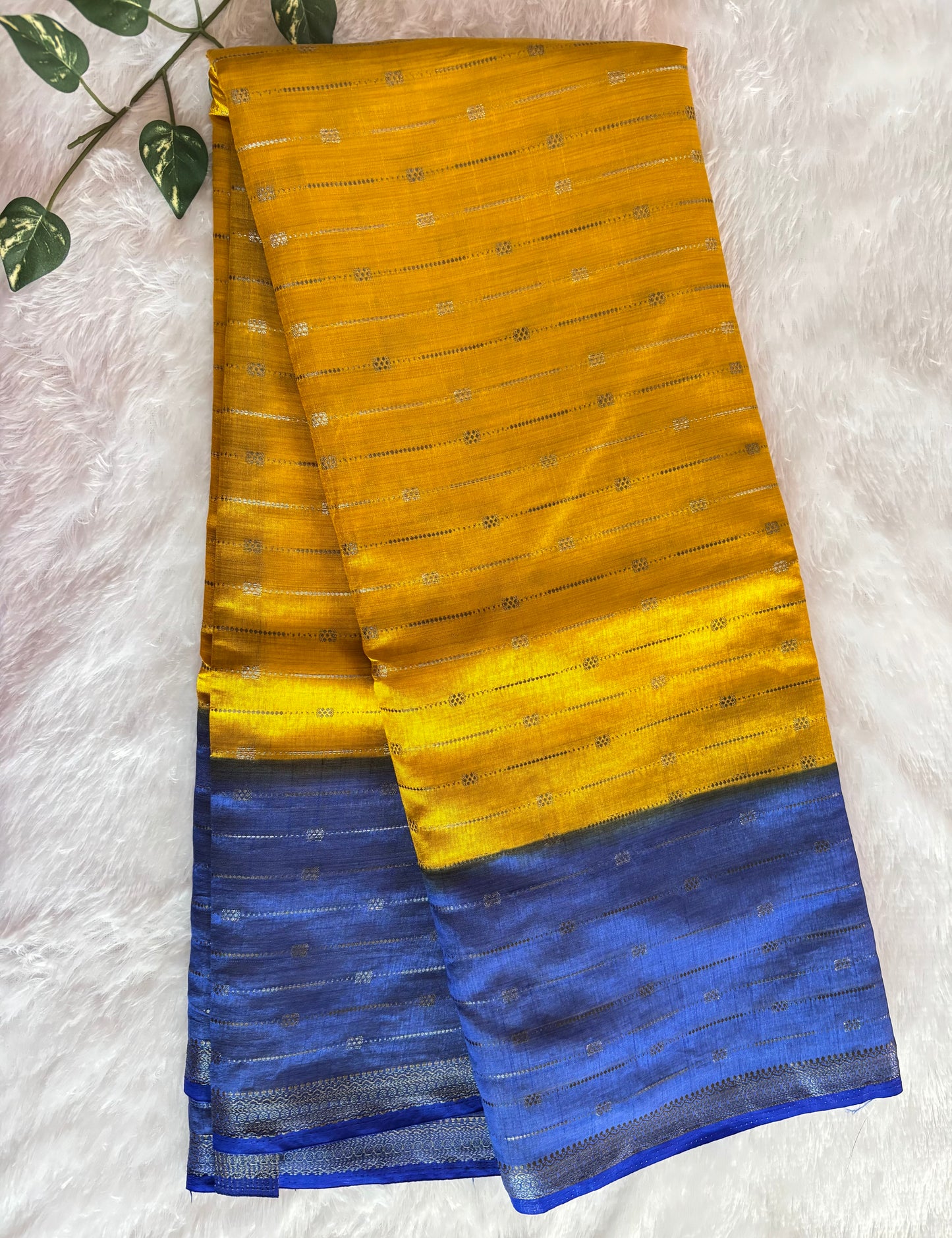 Yellow Semi tussar silk saree