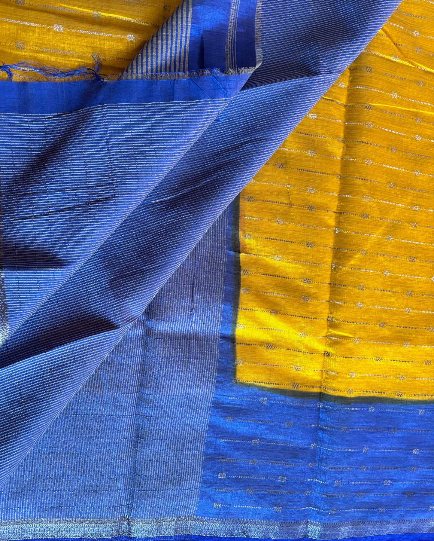 Yellow Semi tussar silk saree