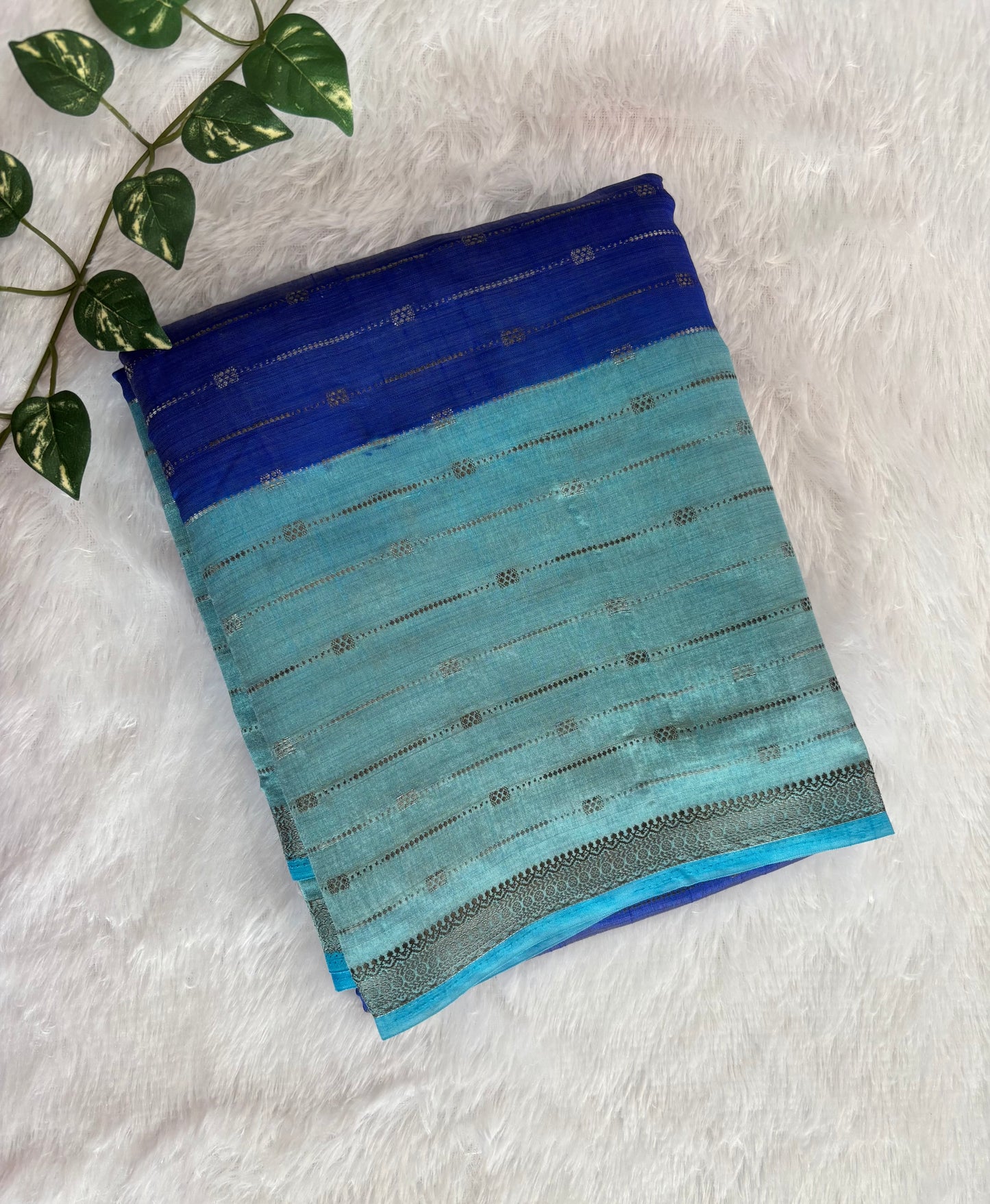 Royal blue Semi tussar silk saree