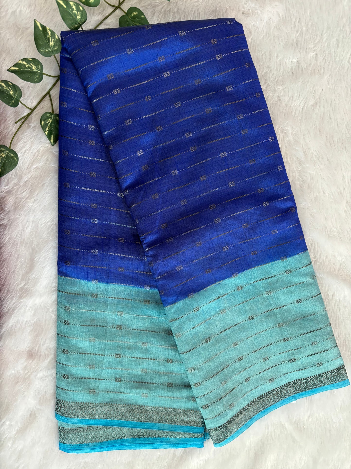 Royal blue Semi tussar silk saree