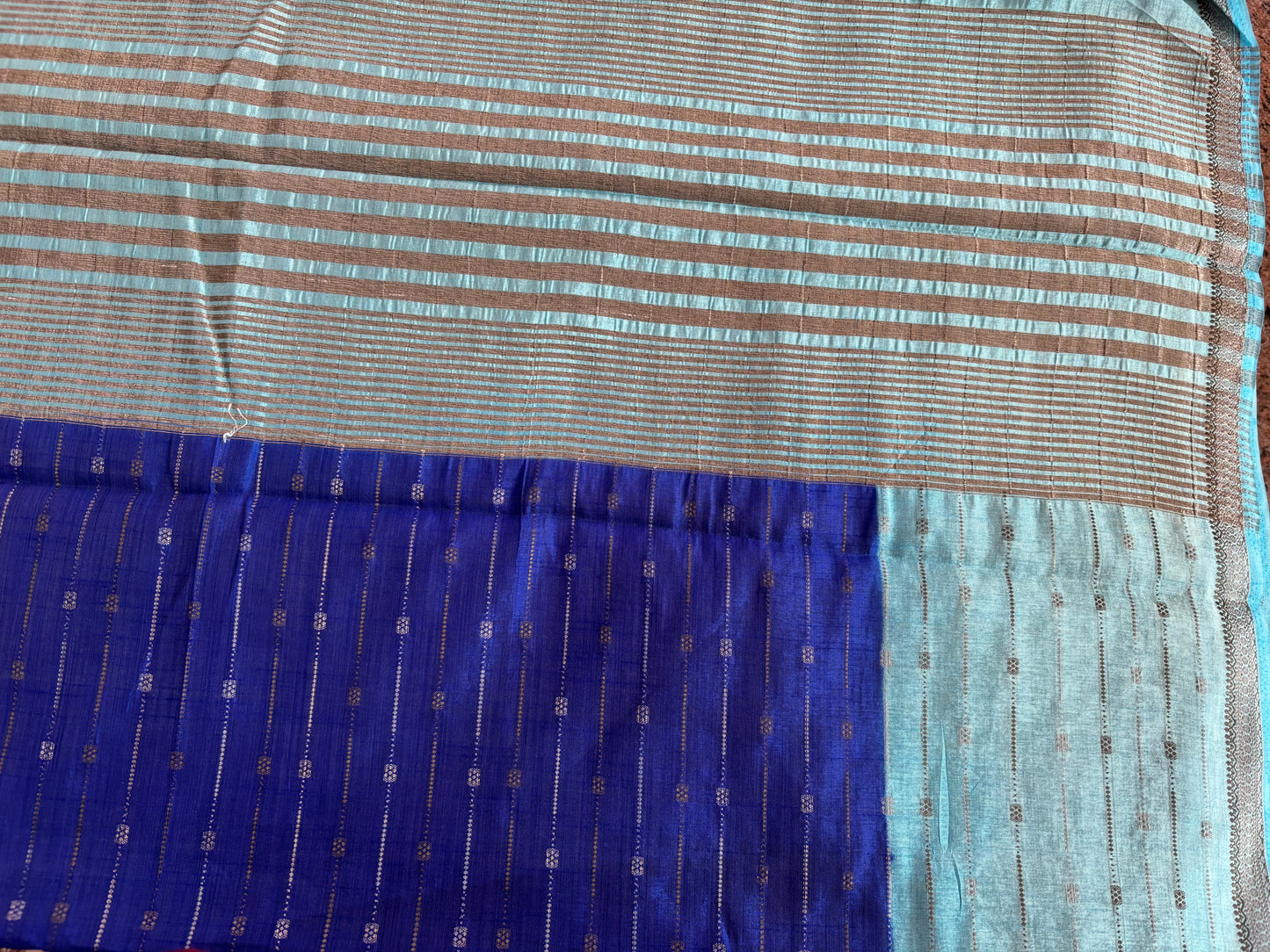Royal blue Semi tussar silk saree