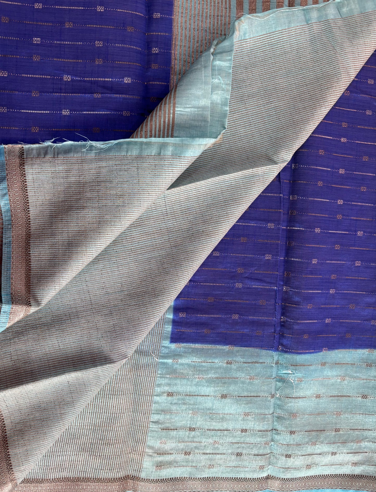 Royal blue Semi tussar silk saree