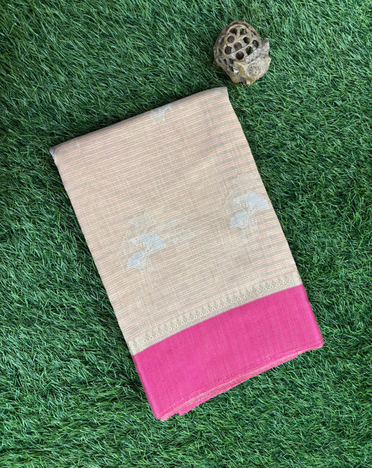 Beige Soft Kora Banarasi with satin border