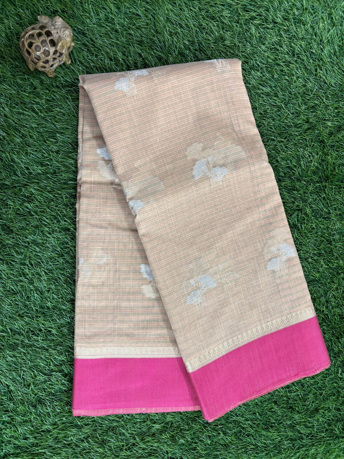 Beige Soft Kora Banarasi with satin border