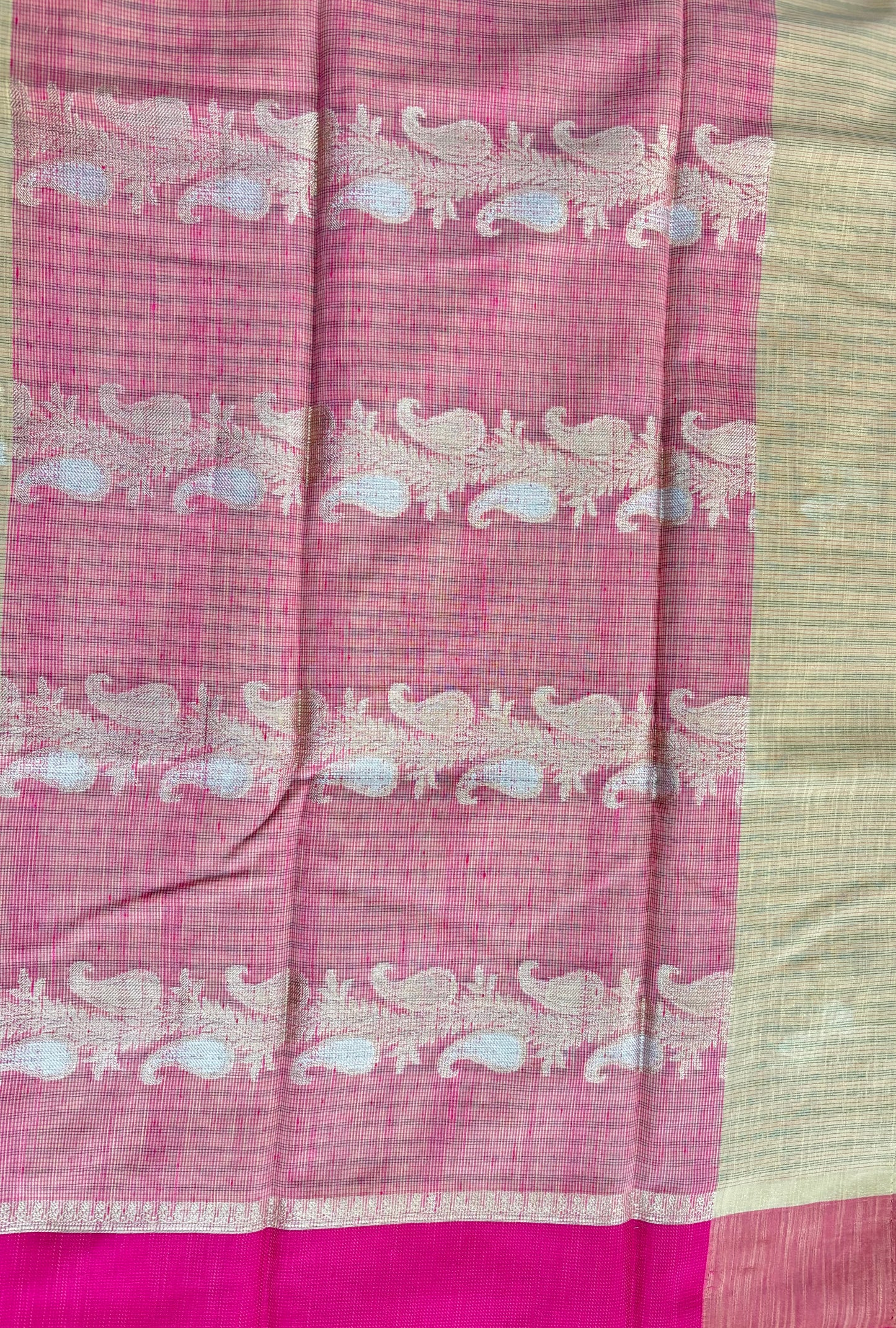 Beige Soft Kora Banarasi with satin border