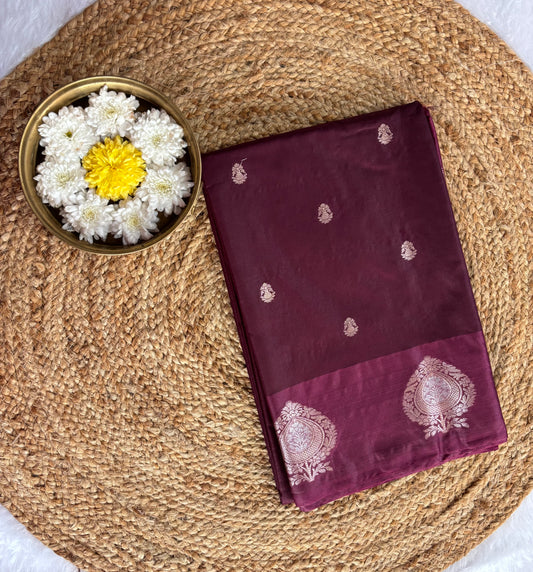 Maroon Semi raw mango silk sarees