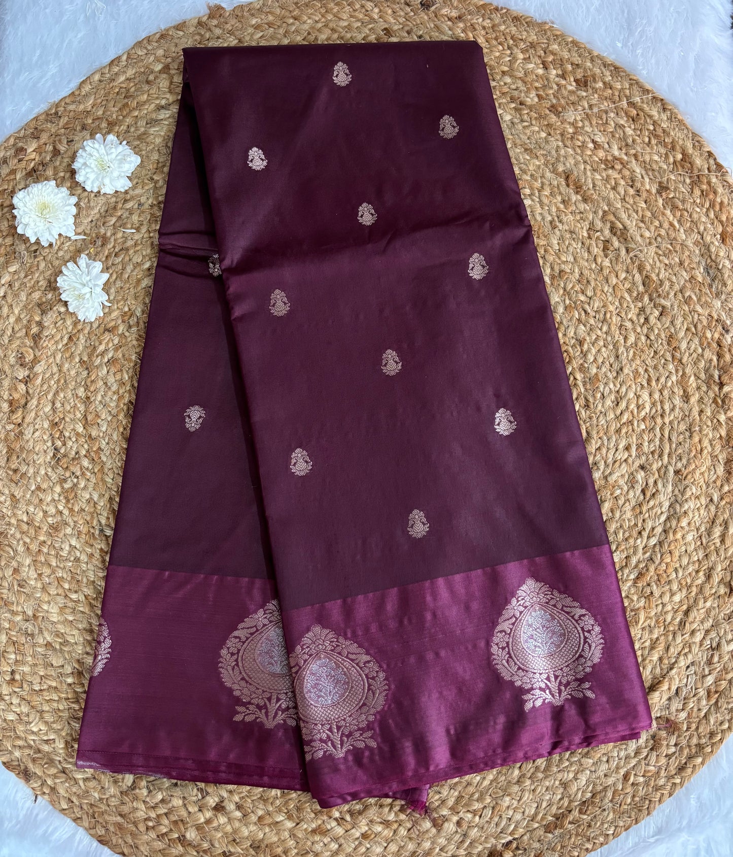 Maroon Semi raw mango silk sarees