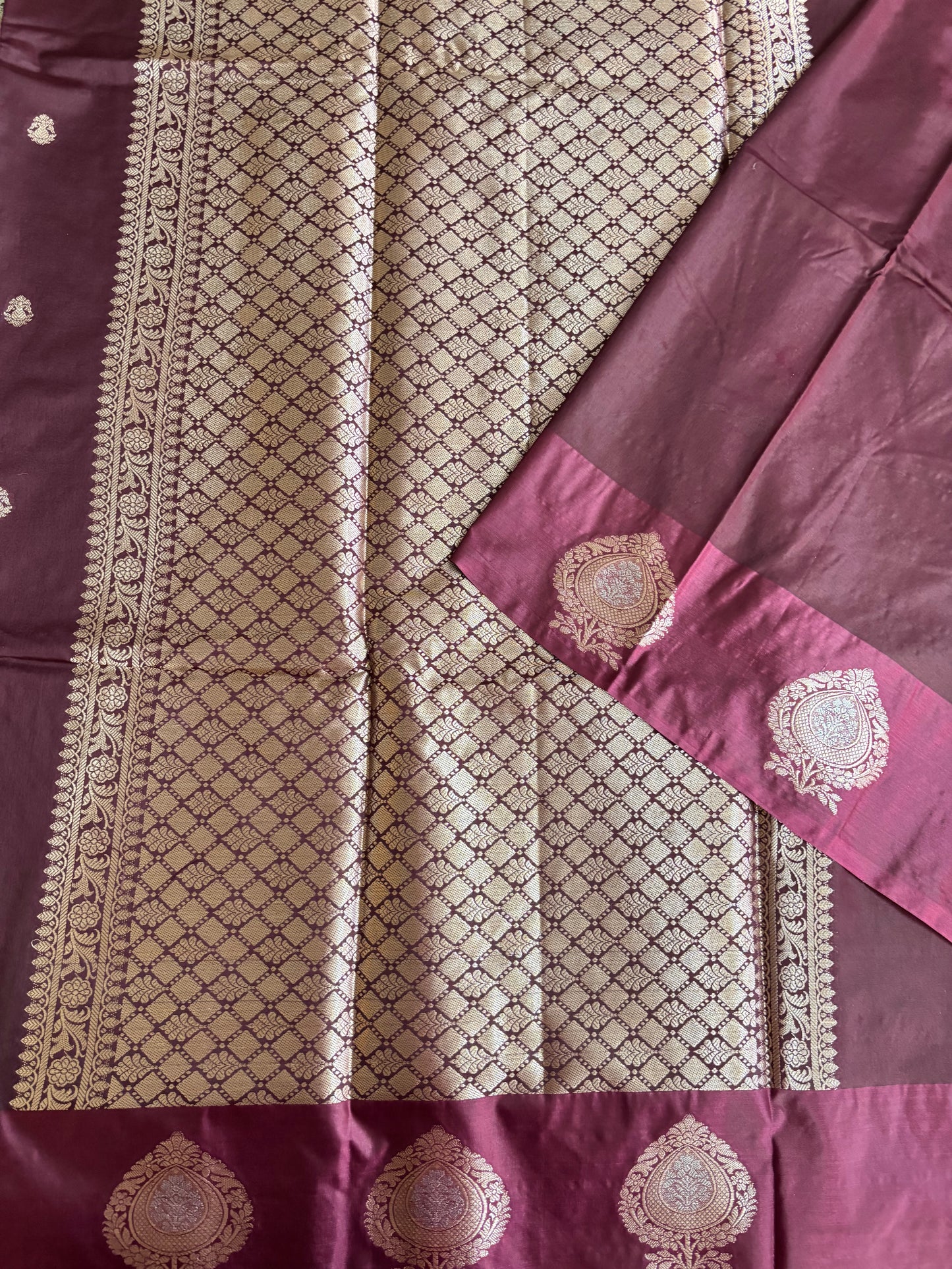 Maroon Semi raw mango silk sarees