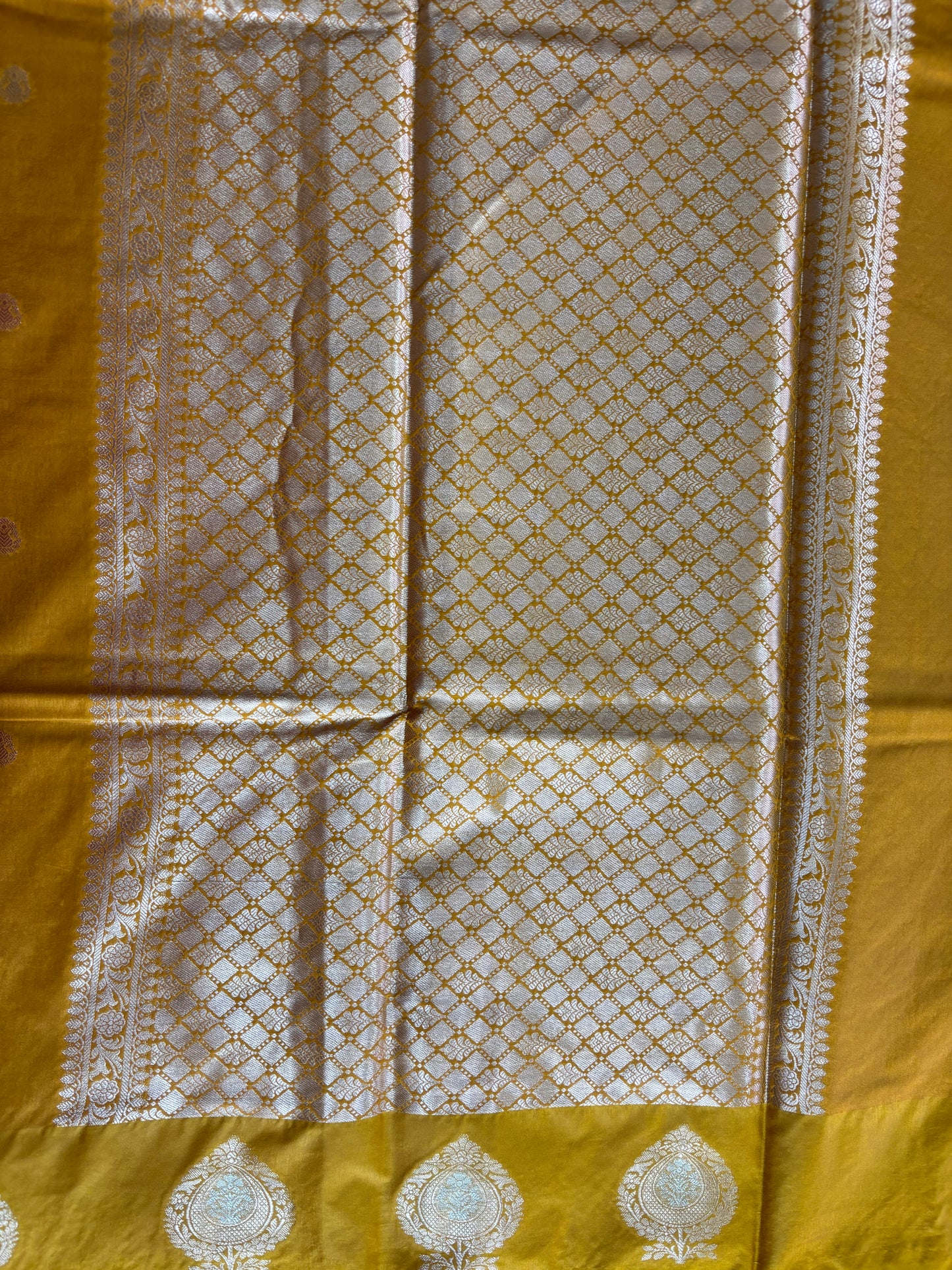 Mustard yellowSemi raw mango silk saree
