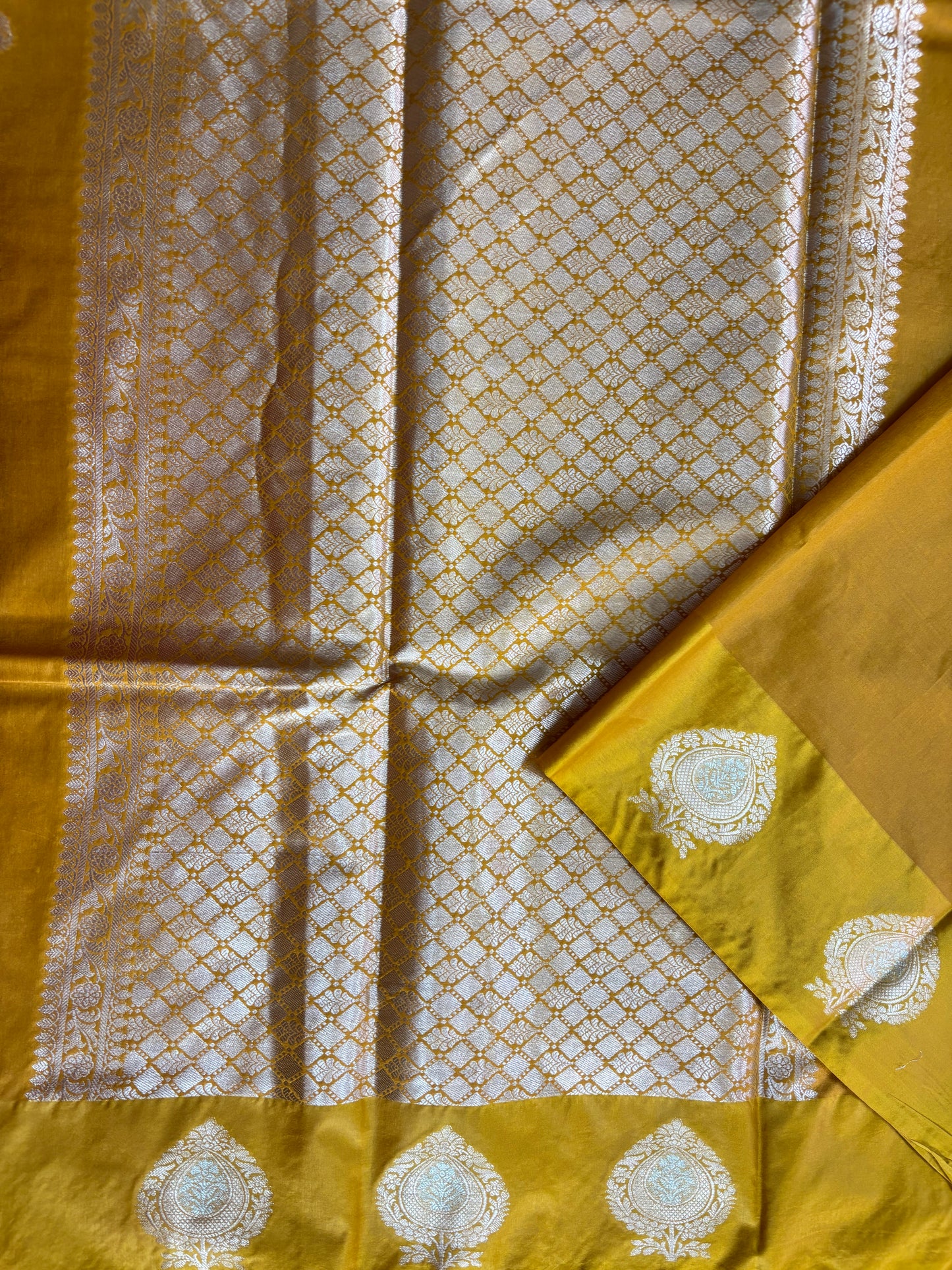Mustard yellowSemi raw mango silk saree