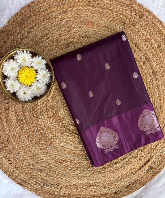 Purple Semi raw mango silk saree