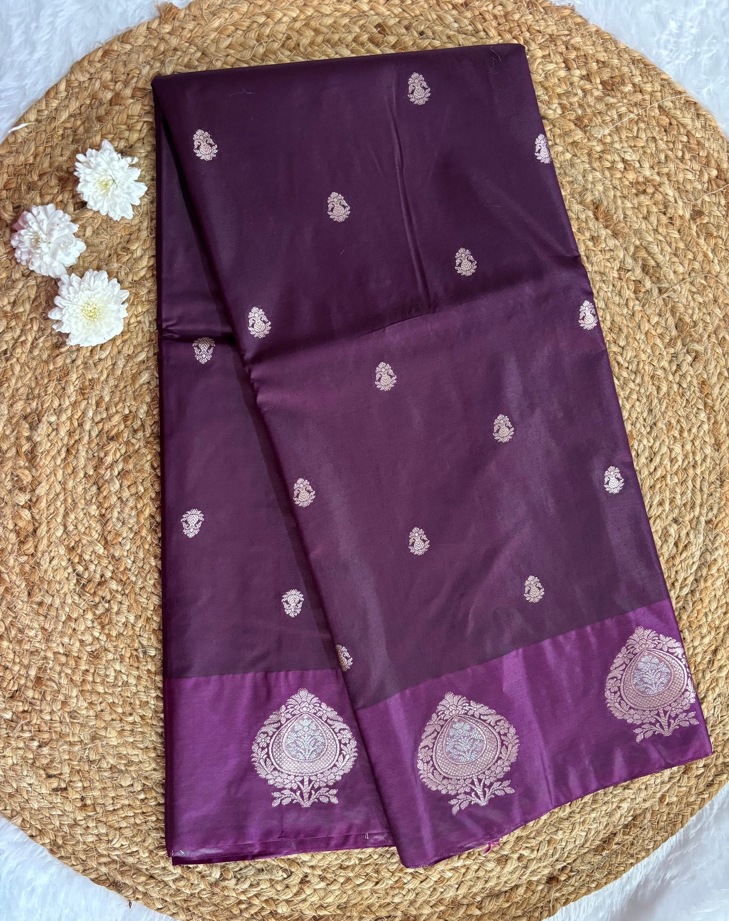 Purple Semi raw mango silk saree